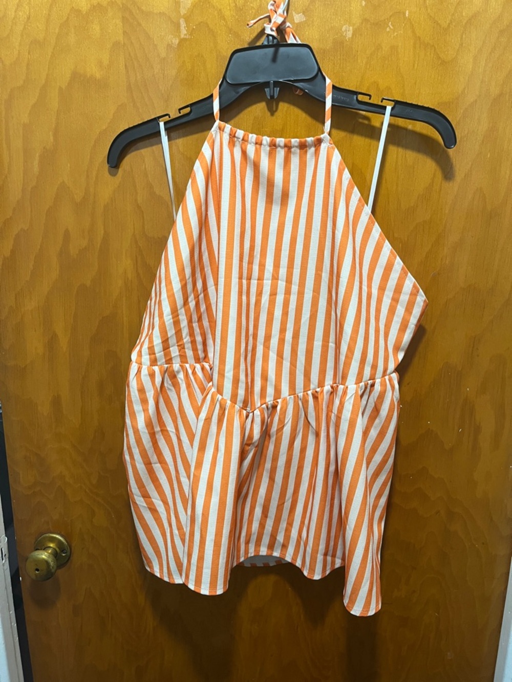 Petal & Pup Cream and Orange Striped Women’s Halter Top